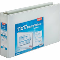 Cardinal 11" x 17" ClearVue Slant-D Ring View Binder, 3", White-Clear overlay on the front, back and spine allows you to customize the cover 