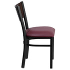 Flash Furniture HERCULES Series Black Slat Back Metal Restaurant Chair - Walnut Wood Back & Burgundy Vinyl Seat-Walnut Wood Slat Back Design