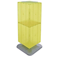 Azar Displays 40" x 14" x 14" Weighted 4-Sided Interlocking Pegboard Floor Display, Yellow (701435-YEL)-Revolves on a square weighted base