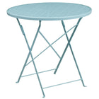 30'' Round Sky Blue Indoor-Outdoor Steel Folding Patio Table Set with 4 Round Back Chairs [CO-30RDF-03CHR4-SKY-GG]-Designed for Indoor and Outdoor Use