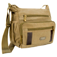 Vangoddy Crossbody Canvas Messenger Bag - Unisex - Brown-Cotton Canvas Material
