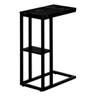 Monarch Specialties 3674 Accent Table - 25"H/Black Marble/Black Metal-8