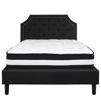 Flash Furniture Brighton Full Size Tufted Upholstered Platform Bed with Pocket Spring Mattress - Black Fabric-Full Platform Bed and Mattress Set