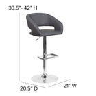 Flash Furniture Contemporary Grey Vinyl Adjustable Height Barstool with Rounded Mid-Back & Chrome Base-Footrest