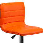 Flash Furniture Contemporary Orange Vinyl Adjustable Height Barstool with Horizontal Stitch Back & Chrome Base-Swivel Seat