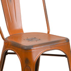 Flash Furniture Commercial Grade Distressed Orange Metal Indoor-Outdoor Stackable Chair-Cross Brace under seat provides extra stability