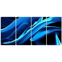 Designart Liquid Blue 4-Panel Abstract Canvas Art Print, (PT3018-271)-Print