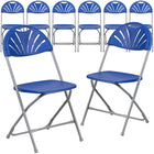 Flash Furniture HERCULES Series Blue Plastic Fan Back Folding Chair-650 lb. Weight Capacity