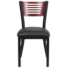 Flash Furniture HERCULES Series Black Slat Back Metal Restaurant Chair - Mahogany Wood Back, Black Vinyl Seat-Metal Chair