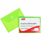 JAM Paper Plastic Envelopes with Hook & Loop Closure - Index Booklet - 5.5" x 7.5" - Lime Green - 12 Pack -Size: Index / Check (5.5" L x 7.5" W)