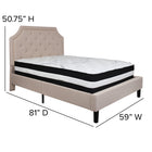 Flash Furniture Brighton Full Size Tufted Upholstered Platform Bed in Beige Fabric with Pocket Spring Mattress-Beige Fabric Upholstery