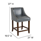 Flash Furniture Carmel 24"H Transitional Walnut Counter Height Stool with Accent Nail Trim in Light Grey LeatherSoft - 2 Pack-Walnut Wood Finish