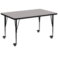 Flash Furniture 36''W x 72''L Rectangular Activity Table, 1.25'' Thick High Pressure Grey Laminate Top, Height Adjustable Legs-Gray/Chrome, Laminate, Steel