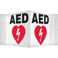 Accuform Signs Aed Glow-In-The-Dark Projection Sign, 8" x 8", Plastic, English With Pictogram-Display Type Bolt-On