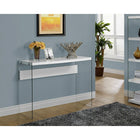 Monarch Specialties 3288 Accent Table - 44"L/Glossy White/Tempered Glass-Modern glossy white finish
