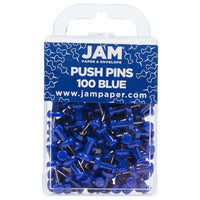 JAM Paper Colorful Push Pins - Blue - 100 Pack-Color: Blue