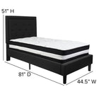 Flash Furniture Roxbury Twin Size Tufted Upholstered Platform Bed with Pocket Spring Mattress - Black Fabric-Black Fabric Upholstery