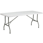 Flash Furniture 30"W x 72"L Bi-Fold Granite Plastic Folding Table - White-Ready To Use Commercial Table