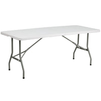 Flash Furniture 30"W x 72"L Bi-Fold Granite Plastic Folding Table - White-Ready To Use Commercial Table
