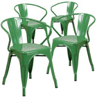 Flash Furniture Commercial Grade Green Metal Indoor-Outdoor Chair with Arms-Stack Quantity: 8