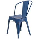 Flash Furniture Distressed Antique Blue Metal Indoor-Outdoor Stackable Chair-Curved Back with Vertical Slat