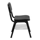 Flash Furniture HERCULES Plastic Chair with Black Frame & Book Basket - Black-Black Plastic Seat and Back