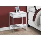 Monarch Specialties 3480 Accent Table - 24"H/Glossy White/Chrome Metal-Open bottom shelf to store or display additional objects