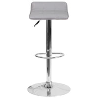 Flash Furniture Contemporary Grey Vinyl Adjustable Height Barstool with Quilted Wave Seat & Chrome Base-Contemporary Style Stool