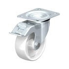 Blickle White Polyamide Caster, Wheel Diameter: 4" (102 Mm), Caster Type: Swivel w/Brake, 2 Pack (LE-PO 100R-FI)-Wheel Diameter: 4" (102 mm)