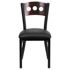 Flash Furniture HERCULES Series Black 3 Circle Back Metal Restaurant Chair - Walnut Wood Back, Black Vinyl Seat-Metal Dining Chair