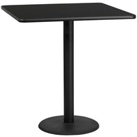 Flash Furniture 42'' Square Laminate Table Top, Black with 24'' Round Bar-Height Table Base (XUBK4242TR24B)-Bar Height Hospitality Table