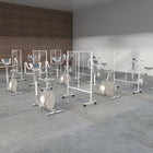 Eddie's Mobile Shield 70"H x 45"W x 21"D Acrylic/Metal Plexiglass Sneeze Guard/Divider-Create endless configurations by connecting multiple mobile shields & corner panels