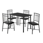 Monarch Specialties 1018 5-Piece Dining Set - Black Metal And Top-Black Metal, Wood