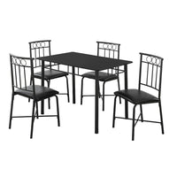 Monarch Specialties 1018 5-Piece Dining Set - Black Metal And Top-Black Metal, Wood