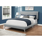 Monarch Specialties 5950Q Queen Size Bed - Grey Linen With Chrome Legs-Curved chrome metal legs offer sturdy support with a modern twist