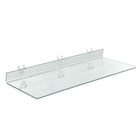 Azar Displays 24" x 8" Acrylic Shelf For Pegboard/Slatwall, Clear, 4 Pack (556008)-Clear acrylic shelf is ideal for displaying cosmetics