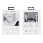 Powerology 6' Sync Braided Apple MFi Certified Lightning Charging Cable for iPhone, iPad & iPod - Silver-A velcro strap is included