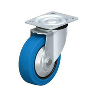 Blickle Blue Elastic Rubber Caster, Wheel Diameter: 3-1/8" (79.5 Mm), Bolt Hole Size: 7/16" (11.11 Mm) (L-POEV 160R-SB-FA)-Wheel Diameter: 3-1/8" (79.5 mm)