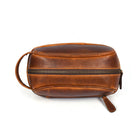 Tolredo Poseidon Leather Toiletry Bag - Brown-High quality YKK zipper