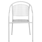 Flash Furniture White Indoor-Outdoor Steel Patio Arm Chair with Round Back-Stackable Patio Chair