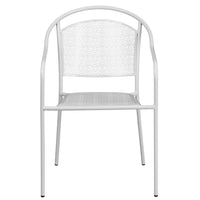Flash Furniture White Indoor-Outdoor Steel Patio Arm Chair with Round Back-Stackable Patio Chair