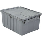 Orbis FlipakTM Polyethylene Plastic (PE) Distribution Containers, 11.8" x 9.8", Grey, 3 Pack-Reusable, returnable, attached-lid containers are ideal for use in wholesale product distribution and as picking containers