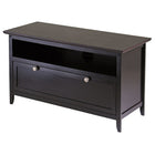 Winsome Zuri TV Stand, Espresso-Zuri line of TV cabinets, a 36" wood stand with one open storage shelf and one storage shelf with pull down door.