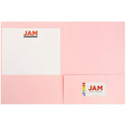 JAM Paper Premium Paper Cardstock Two Pocket Presentation Folders, Baby Pink, 12 Pack (28876675g)-12 per pack