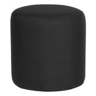 Flash Furniture Barrington Upholstered Round Ottoman Pouf - Black Fabric-Contemporary Style
