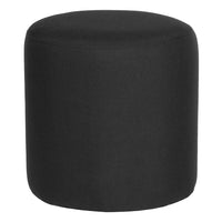 Flash Furniture Barrington Upholstered Round Ottoman Pouf - Black Fabric-Contemporary Style