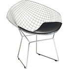 Nicer Furniture Bertoia Style Diamond Wire Chair - Black PU Cushion - 2 Pack-Welded stainless steel frame