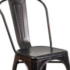 Flash Furniture Black-Antique Gold Metal Indoor-Outdoor Stackable Chair-Black-Antique Gold Powder Coat Finish