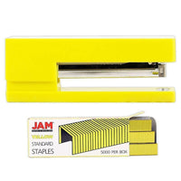 JAM Paper Office & Desk Sets, Stapler Pack of Staples, Yellow (3375YEYE)-Colour: Yellow Stapler & a Pack of Yellow Staples