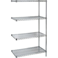 Kleton Heavy-Duty Chromate Wire Shelving, Add-On Kit, 5 Tiers, 72" W x 74" H x 24" D-Depth: 24"